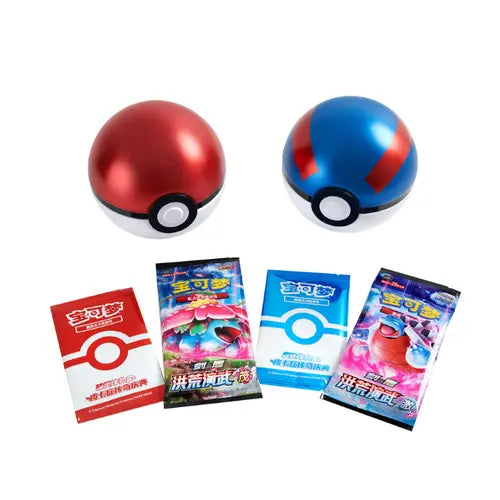 Pokemon Exclusive Chinese 2023 Pokemon Ball Gift Box Blue and Red Pikachu Legend Celebration Ball Sealed with Sword & Shield "Mao"And "JI" Booster Jumbo Pack Possible to Hit RS URSHIFU VMAX 165/122 Cs3Bc,Cs3Ac-143 Tyranitar V SR