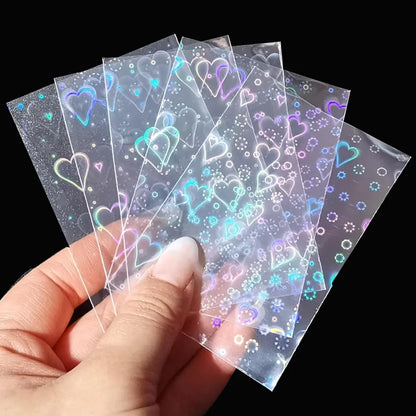 Heart Pattern Photocard Sleeve, 50Pcs/Pack Laser Card Sleeve, Holographic Film for Card Making, DIY Scrapbooking Supplies, Gifts & Wrapping Supplie
