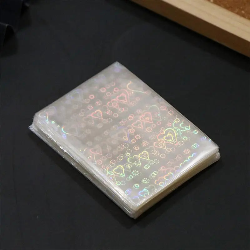 Heart Pattern Photocard Sleeve, 50Pcs/Pack Laser Card Sleeve, Holographic Film for Card Making, DIY Scrapbooking Supplies, Gifts & Wrapping Supplie