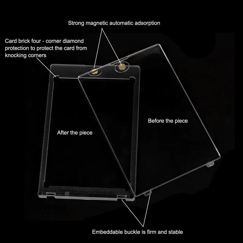 UFORU Magnetic Card Holders for Trading, 35Pt Hard Cards Sleeves Case, One Touch Card Holder Fit for Mtg，Sports, Baseball, Game, Toploaders, Standard Cards Display