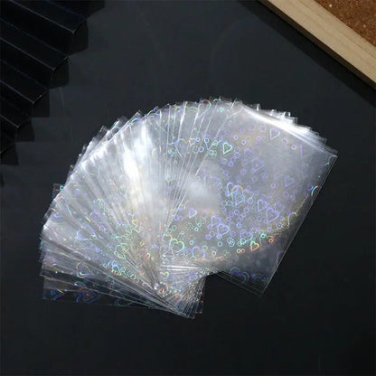Heart Pattern Photocard Sleeve, 50Pcs/Pack Laser Card Sleeve, Holographic Film for Card Making, DIY Scrapbooking Supplies, Gifts & Wrapping Supplie