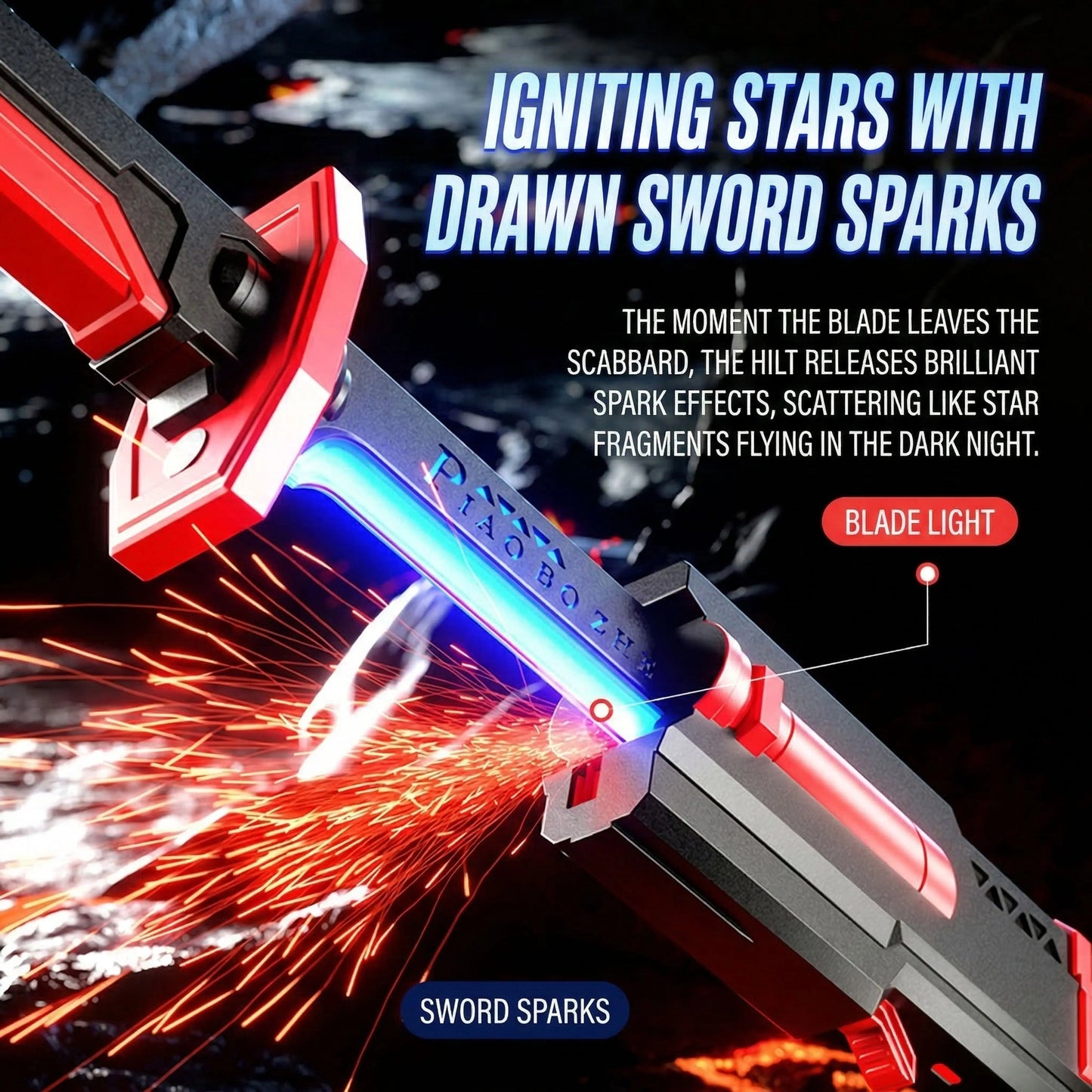 Interstellar Spark Battle Saber - LED Light up Sword with Mist & Spark Effects, Rechargeable Toy for Kids & Adults