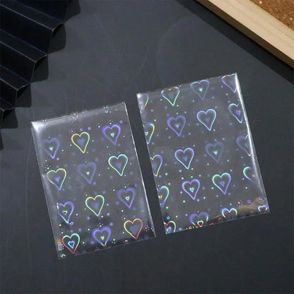 Heart Pattern Photocard Sleeve, 50Pcs/Pack Laser Card Sleeve, Holographic Film for Card Making, DIY Scrapbooking Supplies, Gifts & Wrapping Supplie