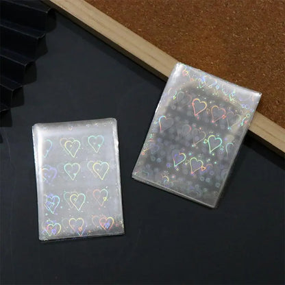 Heart Pattern Photocard Sleeve, 50Pcs/Pack Laser Card Sleeve, Holographic Film for Card Making, DIY Scrapbooking Supplies, Gifts & Wrapping Supplie