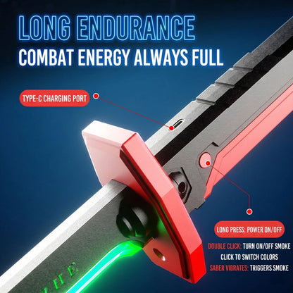 Interstellar Spark Battle Saber - LED Light up Sword with Mist & Spark Effects, Rechargeable Toy for Kids & Adults