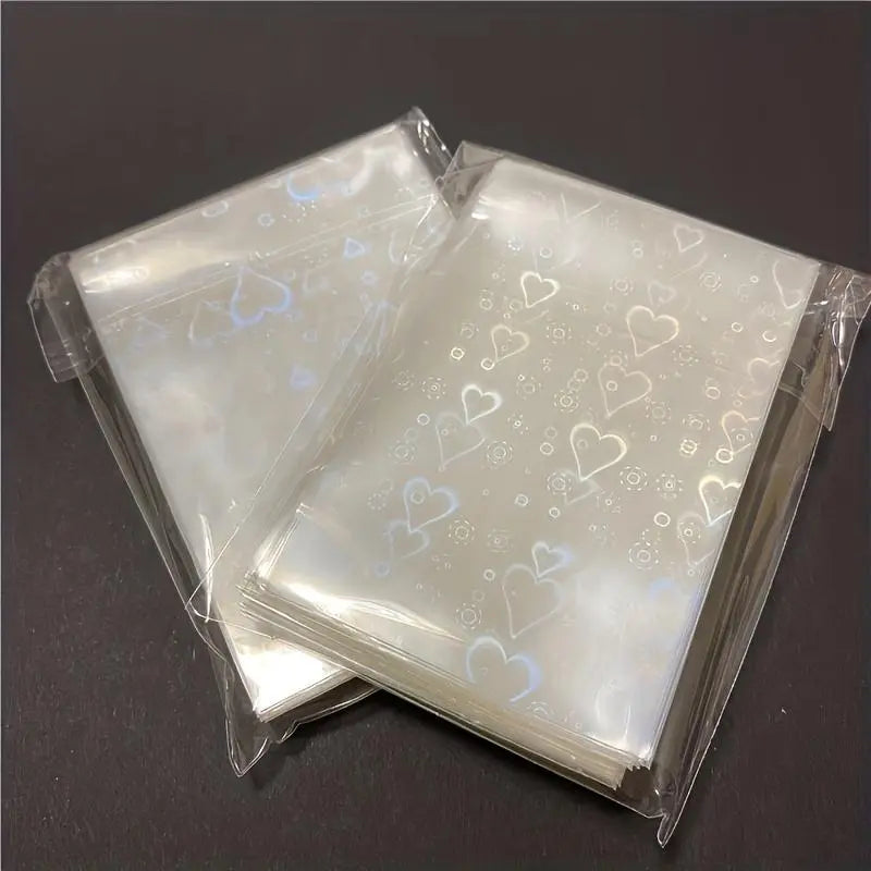 Heart Pattern Photocard Sleeve, 50Pcs/Pack Laser Card Sleeve, Holographic Film for Card Making, DIY Scrapbooking Supplies, Gifts & Wrapping Supplie