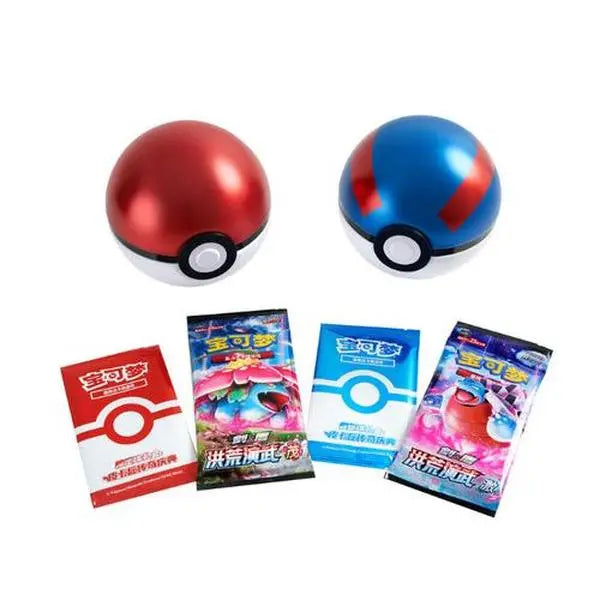 Pokemon Exclusive Chinese 2023 Pokemon Ball Gift Box Blue and Red Pikachu Legend Celebration Ball Sealed with Sword & Shield "Mao"And "JI" Booster Jumbo Pack Possible to Hit RS URSHIFU VMAX 165/122 Cs3Bc,Cs3Ac-143 Tyranitar V SR